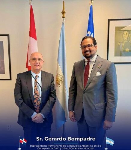 En el marco de las visitas de cortesía a los Estados miembros ante el Consejo de la OACI, el Embajador Bartolomé Pujals sostuvo un encuentro con el Sr. Gerardo Ezequiel Bompadre, Representante Permanente de la República Argentina ante el Consejo de la OACI y Cónsul General en Montreal.