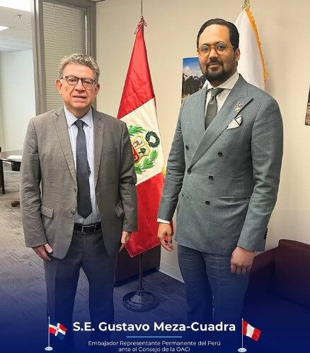 El Embajador Pujals se reunió con S.E. Gustavo Adolfo Meza-Cuadra, Embajador Representante Permanente del Perú ante el Consejo de la OACI.