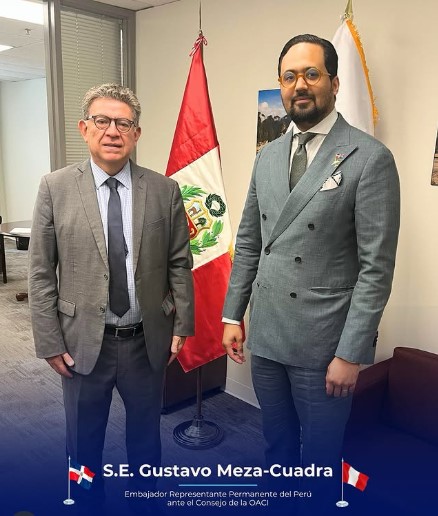El Embajador Pujals se reunió con S.E. Gustavo Adolfo Meza-Cuadra, Embajador Representante Permanente del Perú ante el Consejo de la OACI.